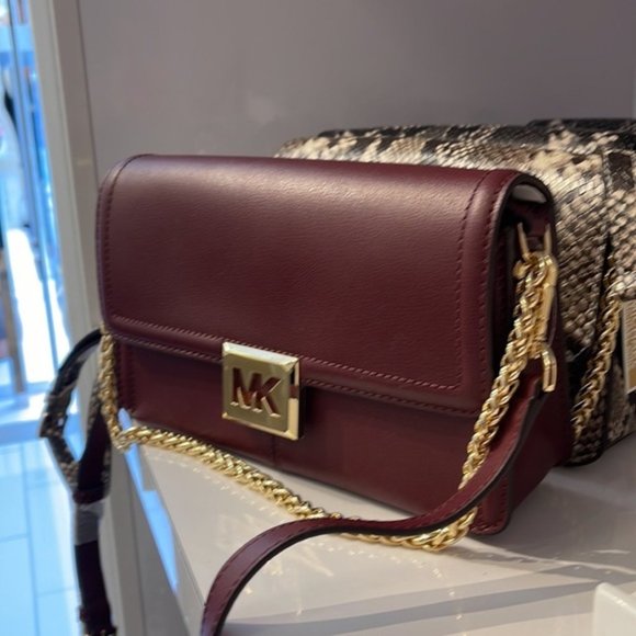 Michael Kors Sonia Medium Leather Shoulder Bag Merlot - Picture 10 of 16